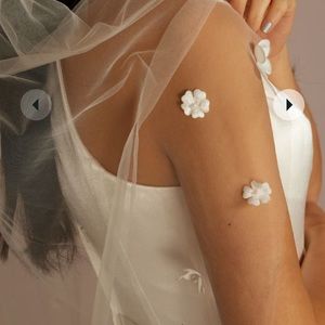 David’s Bridal flower and Pearl embellished mid length veil